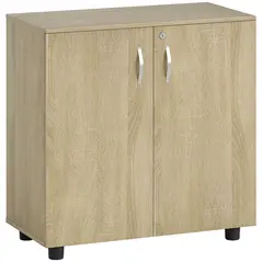 Vinsetto Two-Tier Locking Office Storage Cabinet - Oak - 1