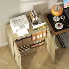 Vinsetto Two-Tier Locking Office Storage Cabinet - Oak - 9