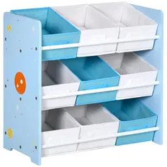ZONEKIZ Kids Storage Rack, with Nine Removable Baskets, for Nursery, Bedroom, Playroom - Blue - 1