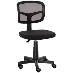 Vinsetto Small Office Chair without Arms, Ergonomic Swivel Mesh Desk Chair with Curved Back and Wheels, Height Adjustable, for Home Vanity Computer Dressing Table Study Bedroom, Holds Up to 120 kg - 1