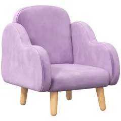 ZONEKIZ Kids Armchair Toddler Sofa Children Chair with Arm Rest, Wooden Frame, Velvet, PP Legs, Cloud Shape, for Ages 1.5-3 Years - Purple - 1