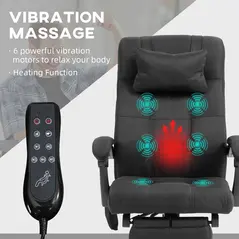 Vinsetto Office Chair with 6-point Vibration Massage and Heat, Computer Chair with Adjustable Height, Head Pillow, Footrest for Home, Black - 4