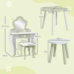 ZONEKIZ 5 PCs Kids Furniture Set Flower Design for 3-5 Years - 3