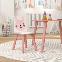 ZONEKIZ Kids Table and Chair Set and Kids Easel with Paper Roll, Storage Baskets, Kids Activity Furniture Set, Pink - 9