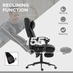 Vinsetto Office Chair with 6-point Vibration Massage and Heat, Computer Chair with Adjustable Height, Head Pillow, Footrest for Home, Black - 6