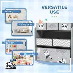 ZONEKIZ Kids Table and Chairs, Kids Storage Unit and Kids Easel Set, Cute Animal Design Kids Activity Furniture Set for Ages 3-8 Years, Grey - 6