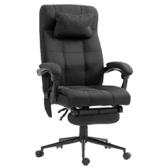 Vinsetto Office Chair with 6-point Vibration Massage and Heat, Computer Chair with Adjustable Height, Head Pillow, Footrest for Home, Black - 1