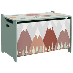 ZONEKIZ Toy Box, Kids Storage Chest, with Lid, Safety Hinge - Green - 1