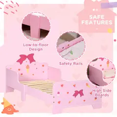 ZONEKIZ 3PCs Kids Bedroom Furniture Set with Bed, Dressing Table and Stool, Princess Themed, for 3-6 Years Old, Pink - 7