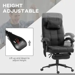 Vinsetto Office Chair with 6-point Vibration Massage and Heat, Computer Chair with Adjustable Height, Head Pillow, Footrest for Home, Black - 5