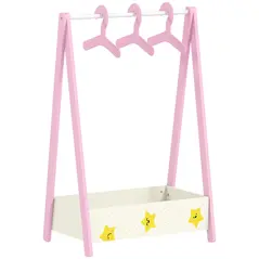 AIYAPLAY Baby Clothing Rack with Hangers, Storage Shelf for Bedroom, Star Theme, for Ages 3-6, Pink - 1