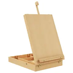 Vinsetto Wooden Table Easel Box Hold Canvas up to 61cm, Adjustable Beechwood Storage Table Box Easel, Portable Folding Artist Drawing & Sketching Board for Adults, Beginners, Artists Painting - 1