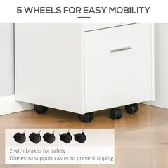 Vinsetto Lockable Two-Drawer Filing Cabinet, with Wheels - White - 5