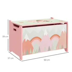 ZONEKIZ Toy Box, Kids Storage Chest, with Lid, Safety Hinge - Pink - 3
