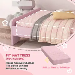 ZONEKIZ Wooden Kids Bedroom Furniture Set with Kids Dressing Table, Stool, Bed, for 3-6 Years, Cat-Design - 7