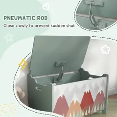 ZONEKIZ Kids Bedroom Furniture Set Includes Bed Frame, Kids Toy Chest, Dressing Table with Mirror and Stoolfor Ages 3-6 Years, Green - 6