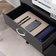 Vinsetto Printer Stand Mobile Printer Cabinet with Storage, Open Shelf, Drawer for Home Office, 60cm x 39cm x 80cm, Black - 8