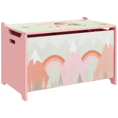 ZONEKIZ Toy Box, Kids Storage Chest, with Lid, Safety Hinge - Pink - 1