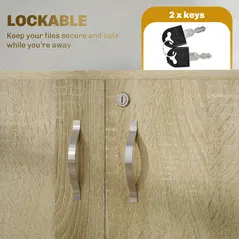 Vinsetto Two-Tier Locking Office Storage Cabinet - Oak - 6