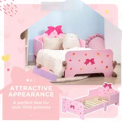 ZONEKIZ 3PCs Kids Bedroom Furniture Set with Bed, Dressing Table and Stool, Princess Themed, for 3-6 Years Old, Pink - 6