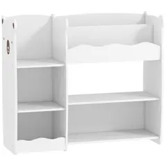 AIYAPLAY Kids Toy Storage Unit, Bear Design Kids Bookshelf and Toy Organiser, for Bedroom, Nursery, Playroom, White - 1