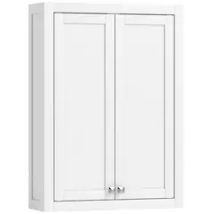 HOMCOM Bathroom Wall Cabinet with Adjustable Shelves - White - 1