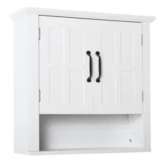 HOMCOM Bathroom Wall Cabinet, Medicine Cabinet, Kitchen Cupboard with 2 Doors and Adjustable Shelf, White - 1