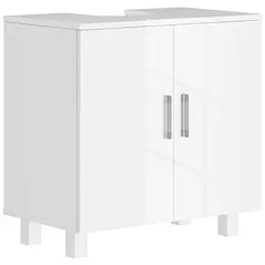HOMCOM Bathroom Under Sink Cabinet for Basin without or with Pedestal - High Gloss White - 1