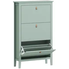 HOMCOM Modern Three-Drawer Shoe Cabinet - Green - 1