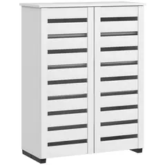 HOMCOM Narrow Shoe Cabinet for Entryway, 5-Tier Slim Shoe Storage Cabinet with 2 Slatted Doors and Adjustable Shelves - 1