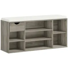 HOMCOM Shoe Storage Bench with Cushion - Grey - 1