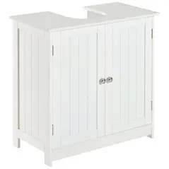 HOMCOM Under Sink Bathroom Storage Cabinet 2 Layers Vanity Unit Wooden - White - 1