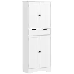 HOMCOM Tall Bathroom Storage Cabinet - White - 1