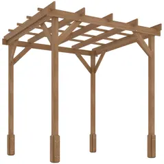 Outsunny 2 x 2 m Wooden Pergola Kit, Decorative Garden Gazebo Shelter with Stable Structure for Climbing Vines, Flowers, Dark Brown - 1
