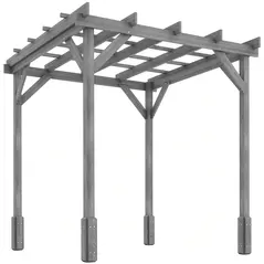 Outsunny 2 x 2m Wooden Pergola Kit, Decorative Garden Gazebo Shelter with Stable Structure for Climbing Vines, Flowers, Grey - 1