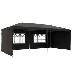 Outsunny 2.95 x 5.83 m Semi-Open Gazebo - Dark Grey - 1