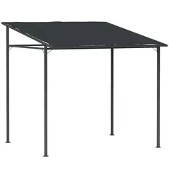 Outsunny 2.4 x 2.4 m Wall Mounted Pergola Gazebo with PA Coating Fabric and Metal Frame, UPF30+, Lean to Garden Gazebo, Wind Resistant Outdoor Sun Shade Shelter for Garden, Deck, Dark Grey - 1