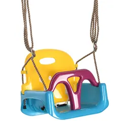 Outsunny 3 in 1 Detachable Kids Swing Seat with Seatbelt, Adjustable Rope for Indoor, Outdoor, Light Blue - 1