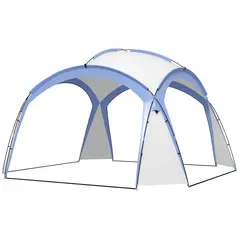 Outsunny 3.5 x 3.5M Camping Gazebo, Outdoor Event Shelter Dome Tent Garden Sun Shelter Patio Spire Arc Pavilion Camp Sun Shade Tent for 6-8 Person, Light Blue - 1