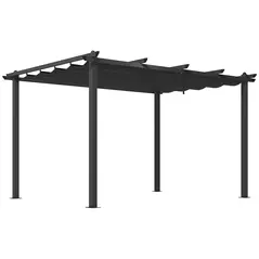 Outsunny 3 x 4m Aluminium Pergola, with Retractable Roof - Dark Grey - 1