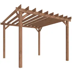 Outsunny 3 x 3 m Wooden Pergola Kit, Garden Pergola Gazebo Grape Trellis with Triangle Supports, Maple Wood-effect - 1
