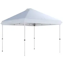 Outsunny 3 x 3 m Pop Up Gazebo with Wheels, UPF50+ One-Touch Outdoor Garden Party Tent Marquee Wedding Awning Canopy, White - 1
