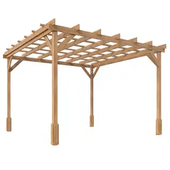 Outsunny 3 x 3 m Wooden Pergola Kit, Decorative Garden Gazebo Shelter with Stable Structure for Climbing Vines, Dark Brown - 1