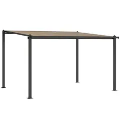Outsunny 3.6 x 3 m Lean to Garden Pergola with PC Roof, Aluminium Frame Hardtop Gazebo Pergola with Drainage Gutters, Dark Grey - 1