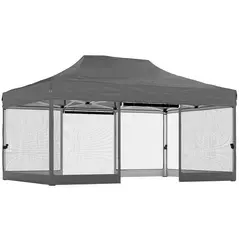 Outsunny 3 x 4.5 m Pop Up Gazebo with Mesh Nettings, UPF50+ Heavy Duty Outdoor Garden Party Tent Marquee, Dark Grey - 1