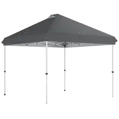 Outsunny 3 x 3 m Pop Up Gazebo with Wheels, UPF50+ One-Touch Outdoor Garden Party Tent Marquee Wedding Awning Canopy, Dark Grey - 1
