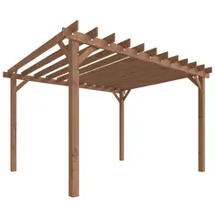Outsunny 3.6 x 3 m Wooden Pergola Kit, Garden Pergola Gazebo Grape Trellis with Triangle Supports, Maple Wood-effect - 1
