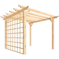 Outsunny 3 x 3 m Wooden Pergola Kit, Garden Pergola Gazebo Arch with Trellis for Climbing Vines, Flowers, Nature Wood Finish - 1
