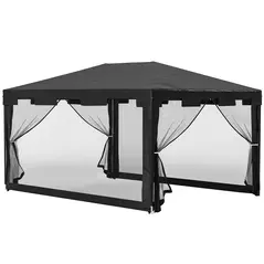 Outsunny 4 x 3 m Party Tent Wedding Gazebo Outdoor Waterproof PE Canopy Shade with Panel - 1