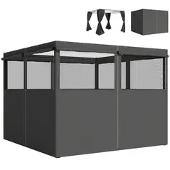 Outsunny 4 Pack Replacement Gazebo Curtains Privacy Panel for Most 3 x 3 m Gazebo, Outdoor Shelter Sidewalls, Dark Grey - 1